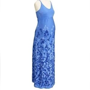 Old Navy Blue Floral Sleeveless Maternity Maxi Dress Sundress Size XS